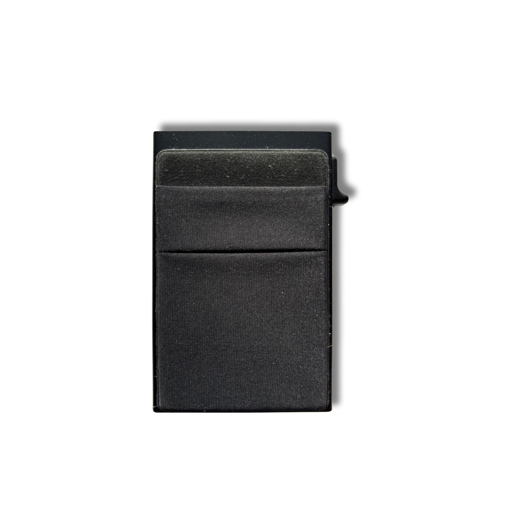 Black metal wallet on a white background